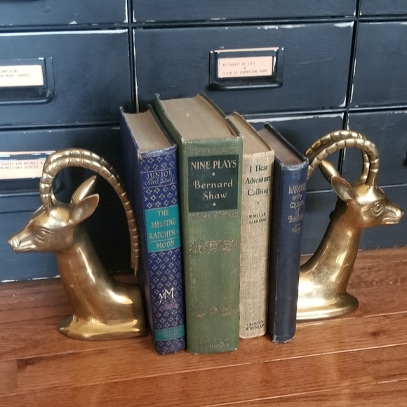 Vintage mid century brass bookends